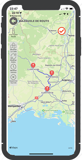 Aperçu cartographique de l’application CRM