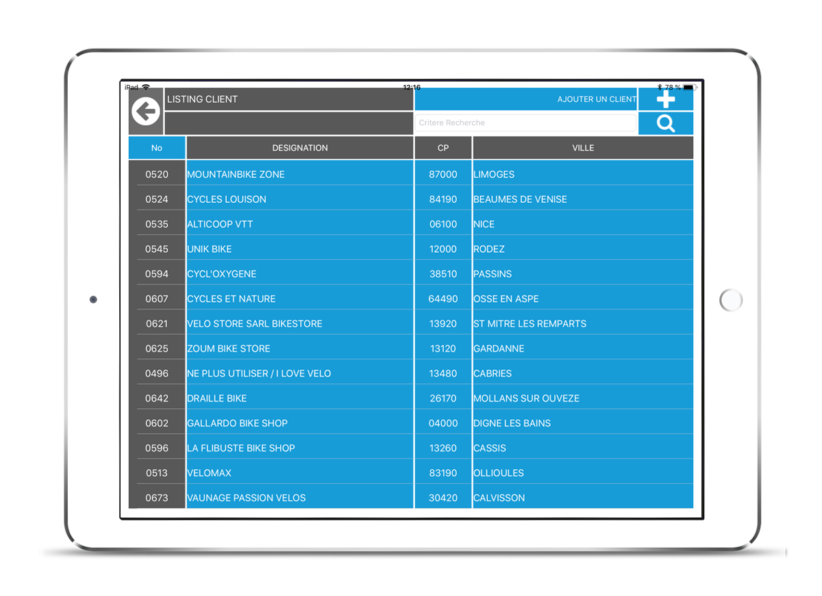 Gestion des clients dans l’application mobile